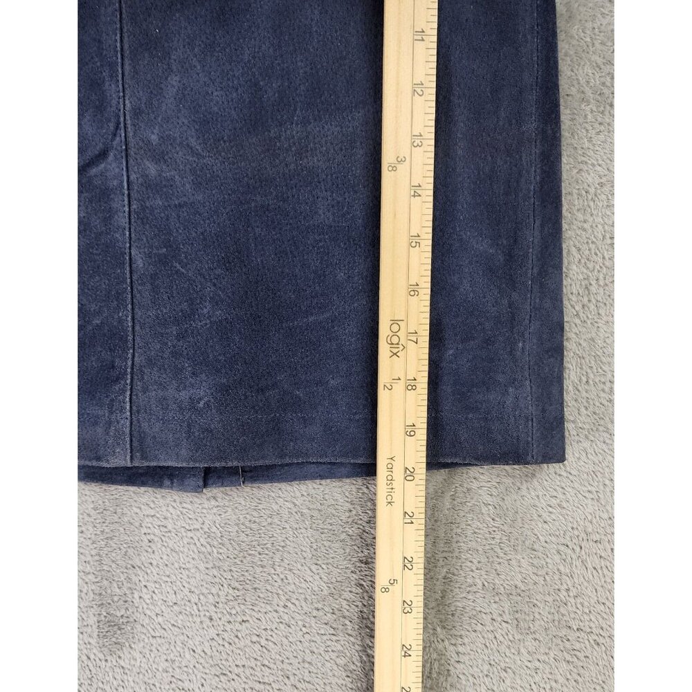 Passports Vest Skirt Set Womens Medium Blue Leather Full Zip Vintage Knee Length - Picture 8 of 16